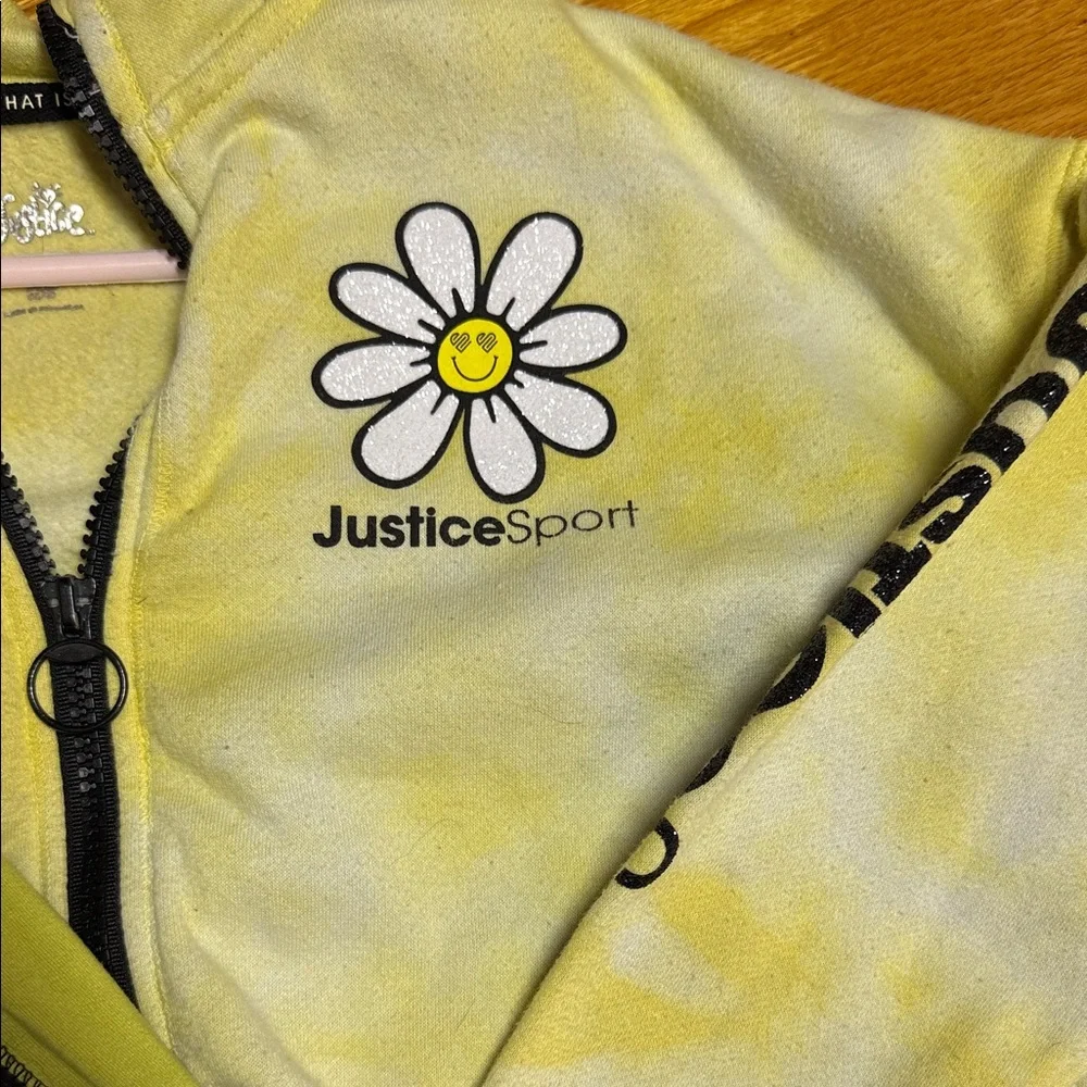 Justice Sport Yellow and Black Daisy Leggings Set